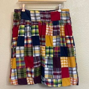 American Eagle Patchwork Plaid Skirt Lined Balloon Hem Cotton EUC Size 10